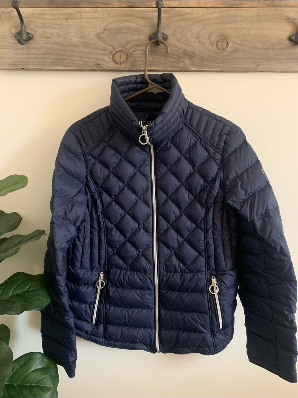 Michael Kors Navy Quilted Puffer Jacket for Woman